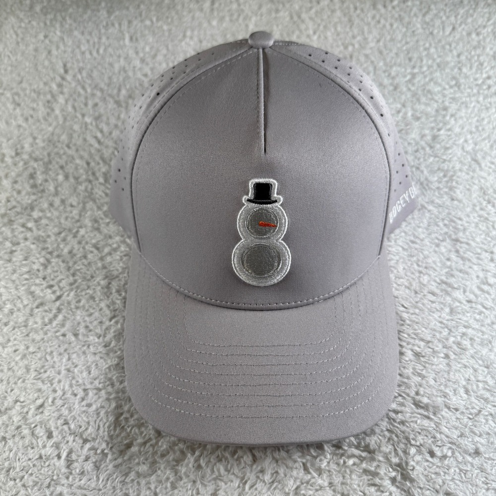 BogeyBros Gray & White "Snowman" SnapBack Golf Hat OSFM Excellent Cap Adjustable